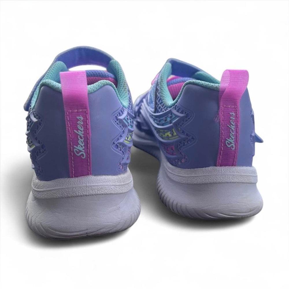 Skechers Kids Tuff Tech Lavender/Pink Lights Velcro Trainer - Picture 4 of 7